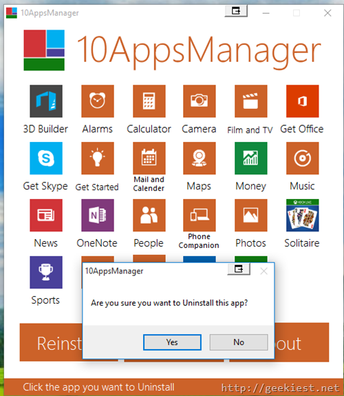10AppsManager–Uninstall built-in Windows 10 Apps
