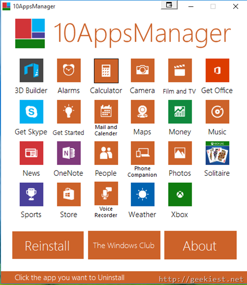 10AppsManager–Uninstall or Reinstall built-in Windows 10 Apps