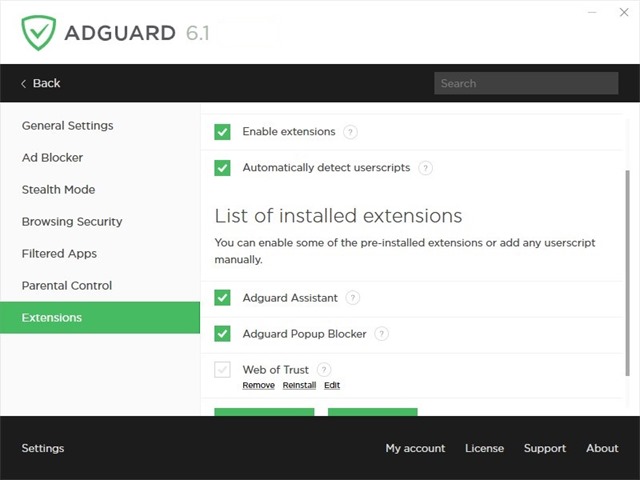Adguard for windows extensions