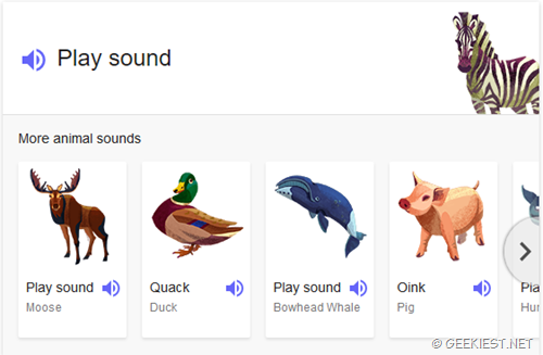 Hear animal sounds from Google