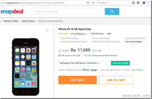 Apple iPhone 5s price drop Snapdeal