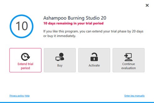Ashampoo Burning Studio 20 Extend Trial