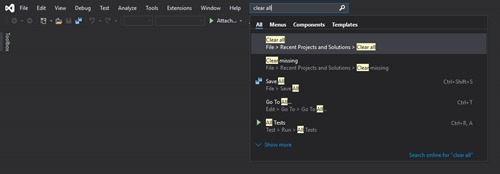 Clear Missing Projects from Recent list in Visual Studio