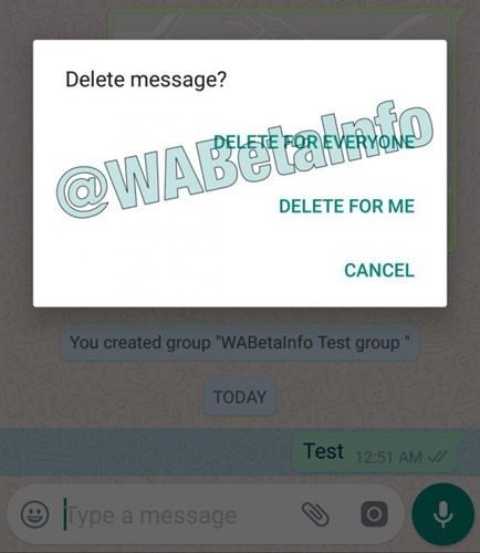 Delete for Everyone Feature on WhatsApp