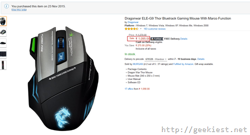 Dragonwar ELE-G9 Thor Bluetrack Gaming Mouse With Marco Function Amazon