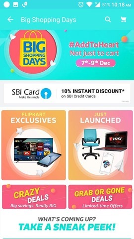 Flipkart Big Shopping Days December 2017 sale