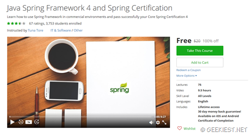 Free Udemy Courses for Java Spring