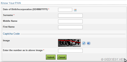 Get Pan card number with name and dob