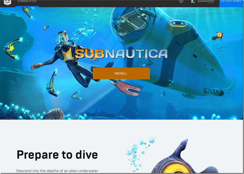 Get Subnautica free from Epic Games