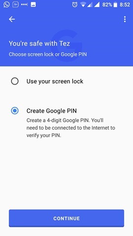 Google Tez create pin