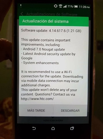 HTC One M9 Android 7.0 Nougat