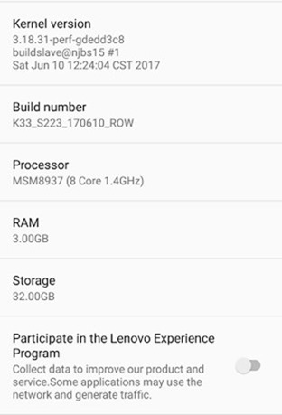 Lenovo K6 Power Android 7.0 Nougat Update 2