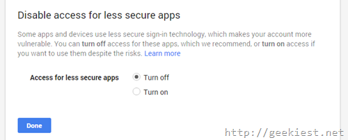 Less secure app access