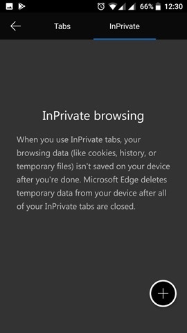 Microsoft Edge for Android InPrivate Browsing