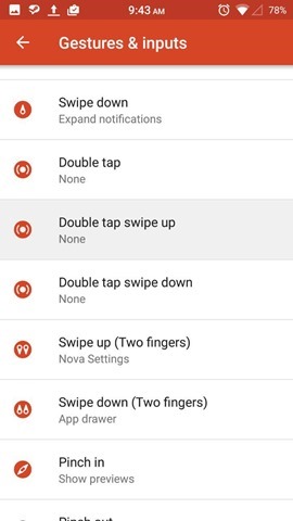 Nova Launcher 5.0 Double-tap-swipe gestures