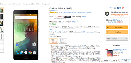 OnePlus 2 16GB variant price and Spec