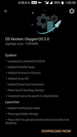 OxygenOS 5.0 Android Oreo Update for OnePlus 3 and OnePlus 3T