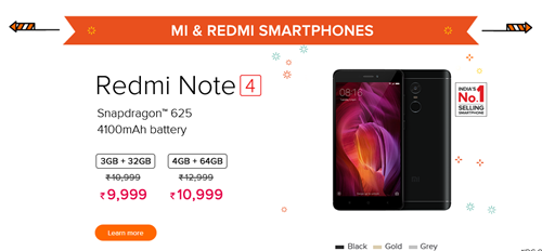 Redmi Note 4 Discount Sale Diwali