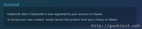 Registered to steam