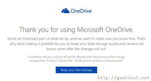 Retain free one drive storage