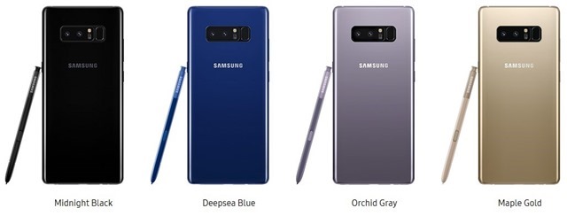 Samsung Galaxy Note8 colors