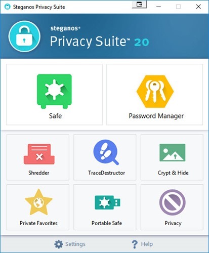 Steganos Privacy Suite 20  Home Screen