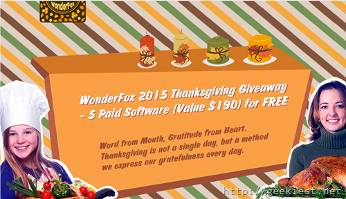 Thanksgiving Giveaway–Software worth 190USD  for FREE from Wonderfox