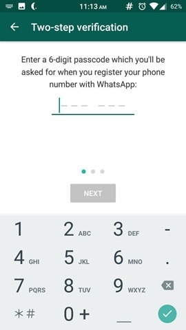 Two-Step Verification in WhatsApp 4