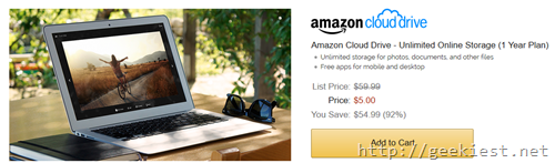 Unlimited Storage Amazon Cloud Drive for Just USD 5