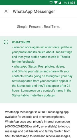 WhatsApp Text Status