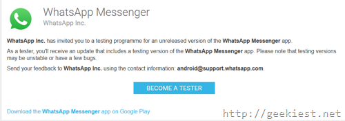 WhatsApp beta tester