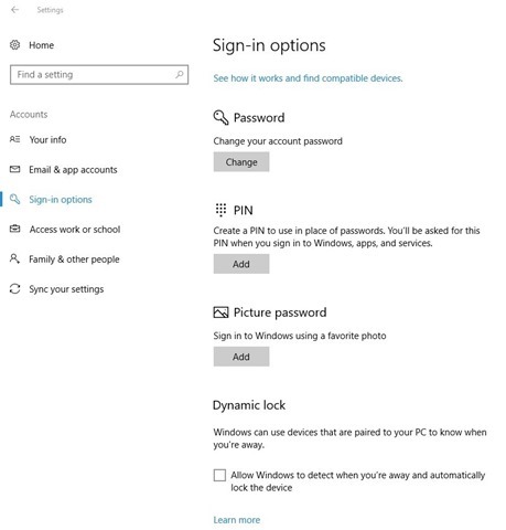 Windows 10 Creators Update Dynamic Lock
