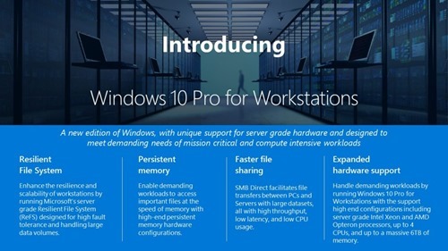 Windows 10 Pro for Workstations announced by Microsoft