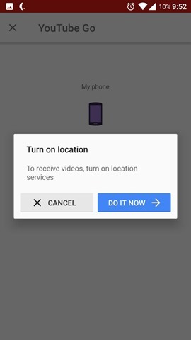 YouTube GO app receive video 2