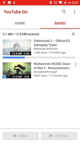 YouTube GO app receive video 3