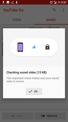 YouTube GO app receive video 4