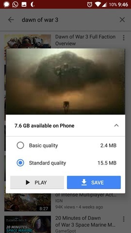 YouTube GO app save video 2