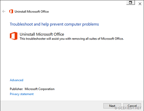 fix Uninstall Microsoft office error