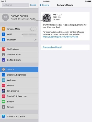 iOS 11.0.1 update what's new