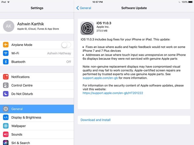 iOS 11.0.3 Update