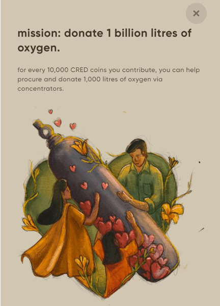 Donate Oxygen using your CRED coins