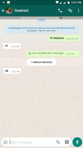 message recalled whatsapp