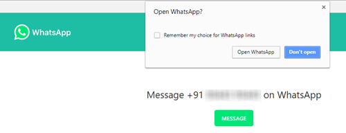 whatsApp to not saved number