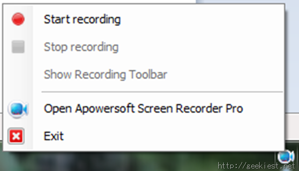Apowersoft Screen Recorder - Taskbar