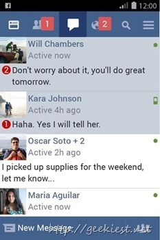 Facebook chat on android app