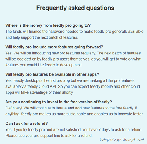 Feedly Pro FAQ