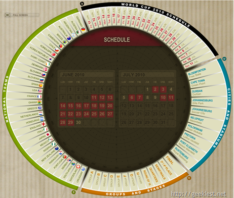Awesome FIFA world 2010 Schedule - Calender