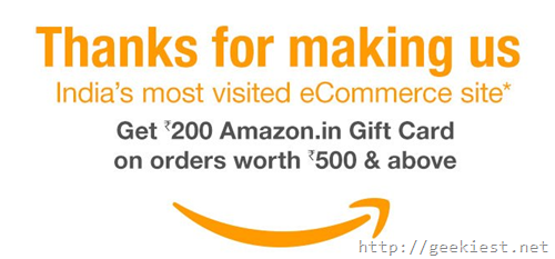Get Amazon Gift card worth INR 200 for FREE