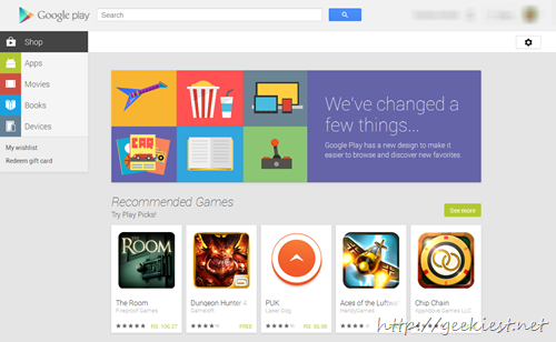 Google Play store redesigned