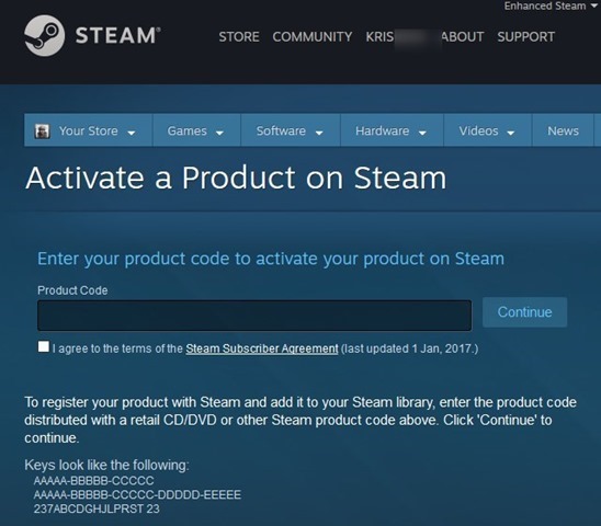 How to activate a Steam key from a browser